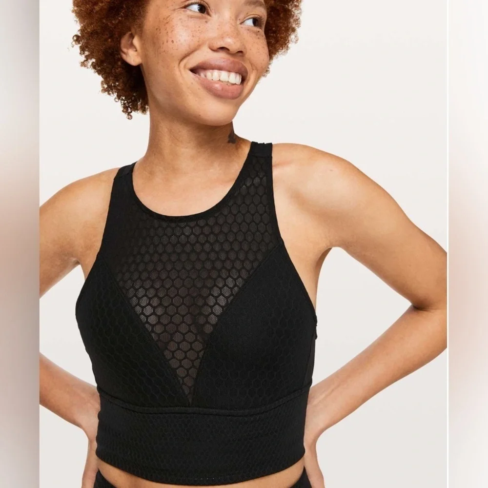 Lululemon Geo Bra *lululemon lab Longline Honeycomb Mesh in Black W2BGGS